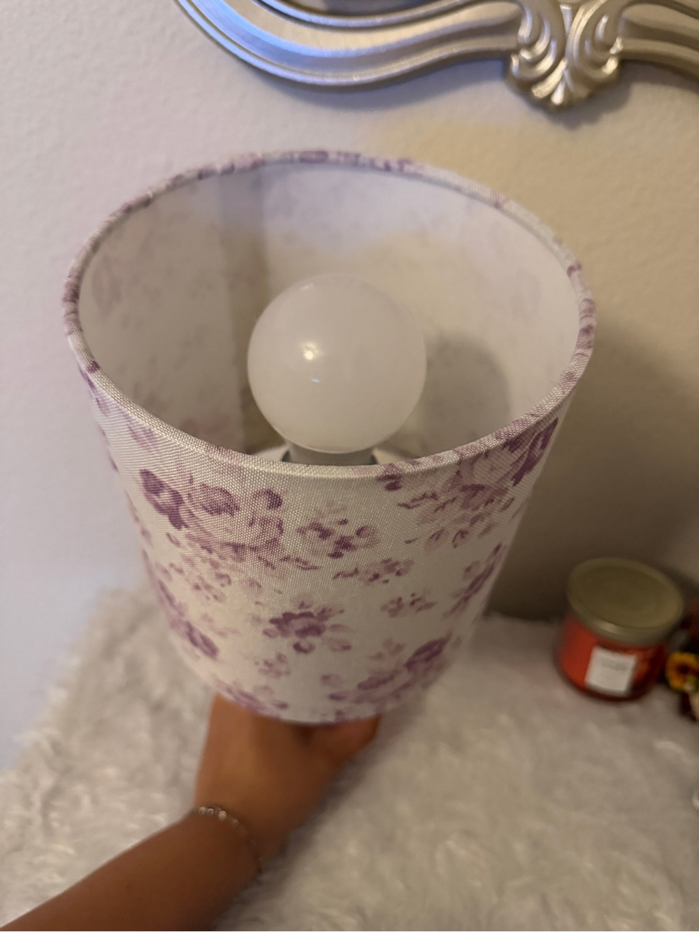 Floral Fabric Table Lamp Shade in Lavender
